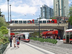 An artist's conception of Ottawa's light rail transit system. (File photo)