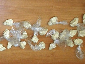 This file photo shows crack cocaine. Police raided a Jubilee Avenue home earlier this week and seized crack, as well as ecstasy, weapons, and cash. (QMI Agency files)