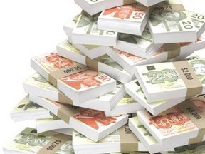 Stack of cash bills money currency