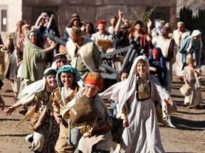 More than 200 volunteer actors, including children as young as three, take part in the Alberta's annual Badlands Passion Play. (Photo courtesy of Canadian Badlands Passion Play)