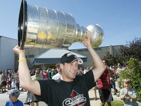 Detroit Red Wings defenceman Derek Meech brings the Stanley Cup home to the Dakota Community Club in Winnipeg in 2009. Meech is now a Jet.