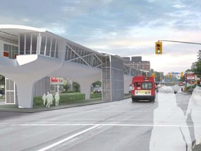 An early concept of how LRT could look running down the middle of Carling Ave.