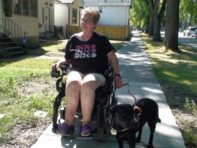 Donna Chartrand says her guide dog Mileva goes everywhere with her every time she leaves the house. Chartrand says she's having a hard time finding an apartment because Winnipeg landlords consider her dog a pet, even though that's against the law. (Paul Turenne, Winnipeg Sun)