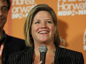 NDP Leader Andrea Horwath will drop by the Sun offices on Monday.