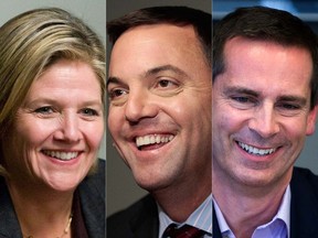 A collection of photos of Ontario's three leaders: Dalton McGuinty - Liberal , Tim Hudak - PC (tie) and Andrea Horwath NDP. (QMI Agency files)