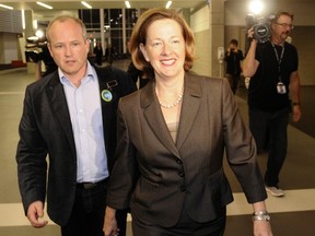 Stephen Carter, left and Alison Redford are seen here during the 2011 Tory leadership race. REUTERS/Dan Riedlhuber