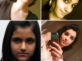 Clockwise from top left: 53-year-old Rona Amir Mohammad, Zainab Shafia, 19, Sahar Shafia, 17, and Geeti Shafia, 13.