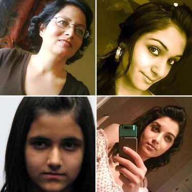 Clockwise from top left: 53-year-old Rona Amir Mohammad, Zainab Shafia, 19, Sahar Shafia, 17, and Geeti Shafia, 13.