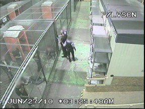 Image from video of the G20 detention centre in Toronto in 2010.