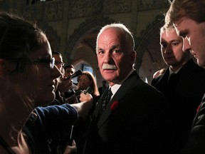 Public Safety Minister Vic Toews speaks to the media in the Foyer of the House of Commons at Parliament Hill on November 1, 2011. (ANDRE FORGET/QMI Agency)