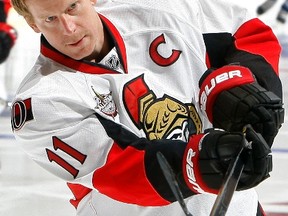 Daniel Alfredsson skated on Monday for the first time since suffering a concussion 10 days ago. (Getty Images)
