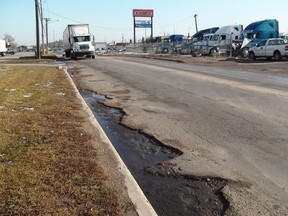 A stretch of road along Logan Avenue, between King Edward and Brookside, is a fine example of just how terrible Winnipeg roads are.  (PAUL TURENNE/Winnipeg Sun)
