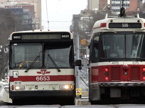 A TTC bus and streetcar. (Sun file photo)