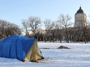 No people appeared to be present at the Occupy Winnipeg camp at Memorial Park on Mon., Dec. 5, 2011.
JASON HALSTEAD/WINNIPEG SUN QMI AGENCY