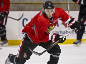 New Ottawa Senators centre Kyle Turris skates for the first time with his new squad Monday, Dec. 19 at the Sensplex in Kanata. (ERROL McGIHON Ottawa Sun)
