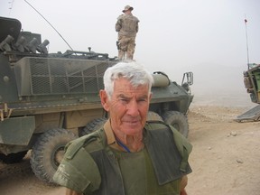 Peter Worthington with the Canadian troops in Afghanistan. (QMI Agency, file)