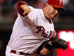 Phillies starter Roy Halladay pitches against the Cardinals at Citizens Bank Park in Philadelphia, Penn., Sep. 19, 2011. (TIM SHAFFER/Reuters)