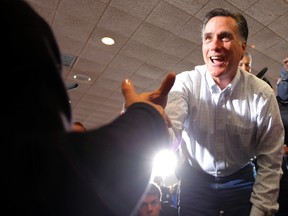 Republican presidential candidate Mitt Romney greets voters at a campaign rally in Davenport, Iowa, January 2, 2012, ahead of the Iowa Caucus on January 3, 2012.  REUTERS/Brian Snyder