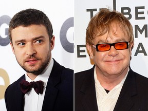 Justin Timberlake and Elton John. (WENN.COM)