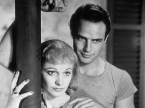 Actor Marlon Brando portrays Stanley Kowalski in the 1951 film "A Streetcar Named Desire" in a scene from the film with co-star Vivien Leigh. (Turner Classic Movies/Handout)