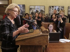Washington state Governor Chris Gregoire announces her support  for legislation that would legalize gay marriage in the state, in Olympia, Washington, January 4, 2012. REUTERS/Robert Sorbo