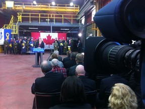 Stephen Harper announces Helmets to Hardhats to support army veterans. (QMI Agency)