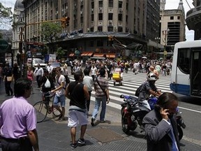 The intersection of Florida and Roque S. Pena with traffic and pedestrians in Buenos Aires, Argentina, December 29, 2010. (Reuters/Jim Urquhart)
