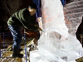 Photos: Sculptors get ready for Ice on Whyte