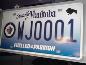 True North Sports and Entertainment, which owns the Winnipeg Jets, say the organization will be auctioning off the rights to buy and register Jets plate number WJ0001, with the proceeds going to the Winnipeg Jets True North Foundation. (Ross Romaniuk, Winnipeg Sun files)