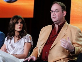 Creator Marc Cherry, right, and actress Teri Hatcher of the show "Desperate Housewives" take part in a panel session at the ABC Winter TCA Press Tour in Pasadena, California January 10, 2012. (REUTERS/Lucy Nicholson)