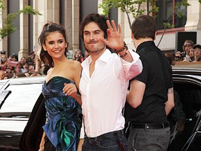 Nina Dobrev and Ian Somerhalder arrive at the 22nd Annual MuchMusic Video Awards in Toronto, June 19,2011. (WENN.COM)