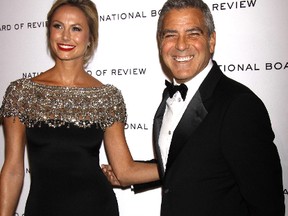 Stacy Keibler and George Clooney arrive at The National Board of Review Awards Gala in New York City, Jan 10, 2012. (Joseph Marzullo/WENN.COM)