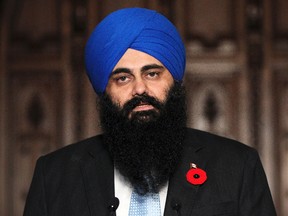 Democratic Reform Minister Tim Uppal speaks to the media at Parliament Hill in Ottawa Nov. 2, 2011. (ANDRE FORGET/QMI AGENCY)