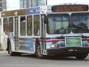 A Calgary man allegedly slipped behind the wheel of a city bus when the driver stepped off and took it for a high speed cruise. (STUART DRYDEN/QMI AGENCY)