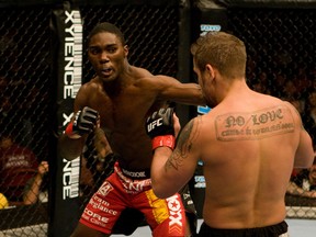 Anthony "Rumble" Johnson (left), shown taking on Rich Clementi at UFC 76, failed to make weight for Saturday's UFC 142 bout against Vitor "The Phenom" Belfort. (Photo courtesy UFC)