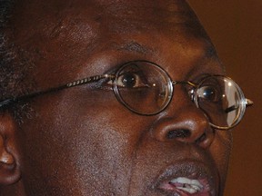 Leon Mugesera speaks to the media June 29, 2005. (DIDIER DEBUSSCHERE/QMI Agency)