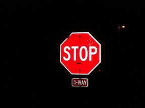 Dark stop sign