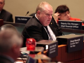 Mayor Rob Ford at Tuesday's budget debate. (DAVE ABEL/Toronto Sun)