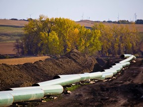 The Keystone Oil Pipeline is pictured under construction in North Dakota in this undated photograph released on January 18, 2012.   REUTERS/TransCanada Corporation/Handout