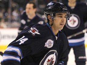 Tim Stapleton thought at one time he might be sent down to the Winnipeg Jets' farm team in St. John's. Instead, he's stuck with the team and has career highs in goals and assists.