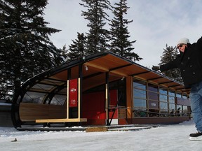 Ottawa Sun reporter Denis Armstrong takes a look at the new expensive ice huts on the canal Thursday January 19,  2012. Dennis skates by the ice which he says look nice and cost plenty but don't give you much.  
(TONY CALDWELL/OTTAWA SUN)