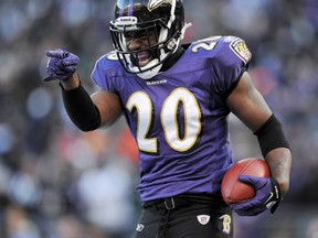 Baltimore Ravens free safety Ed Reed celebrates his fourth quarter interception against the Houston Texans during their AFC divisional playoff game last weekend in Baltimore. (REUTERS)