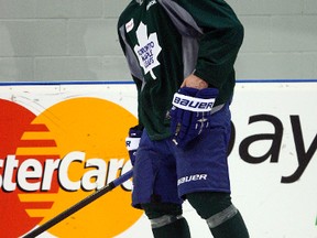 John-Michael Liles skates with his teammates at practice Jan. 18 for the first time in weeks. MICHAEL PEAKE/TORONTO SUN