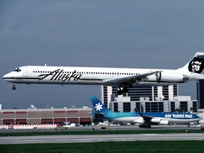 This file photo shows an Alaska Airlines MD-83 landing in Los Angeles. Joe Pries/REUTERS