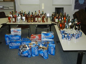 RCMP seized alcohol after arresting a Long Plain First Nation man in a series of break-ins Jan. 26, 2012. (HANDOUT)