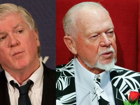 Maple Leafs general manager Brian Burke and CBC hockey commentator Don Cherry. (Jack Boland and Lyle Aspinall/QMI Agency)