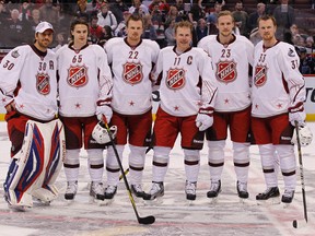 Team Sweden gets their photo taken after Sunday's all-star game.  (Tony Caldwell/Ottawa Sun)