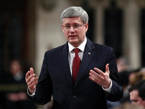 Prime Minister Stephen Harper speaks during Question Period in the House of Commons on Parliament Hill in Ottawa, January 30, 2012. (REUTERS/Chris Wattie)