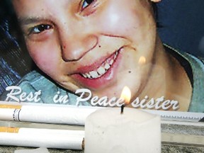 A small memorial for Heather Thurier set up at the Stadium LRT station, May 2010. (DAVID BLOOM/EDMONTON SUN)