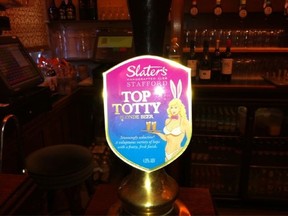 Top Totty beer was removed from the bar at the British House of Commons after a female MP complained. (Twitter/Alison1mackITV photo)
